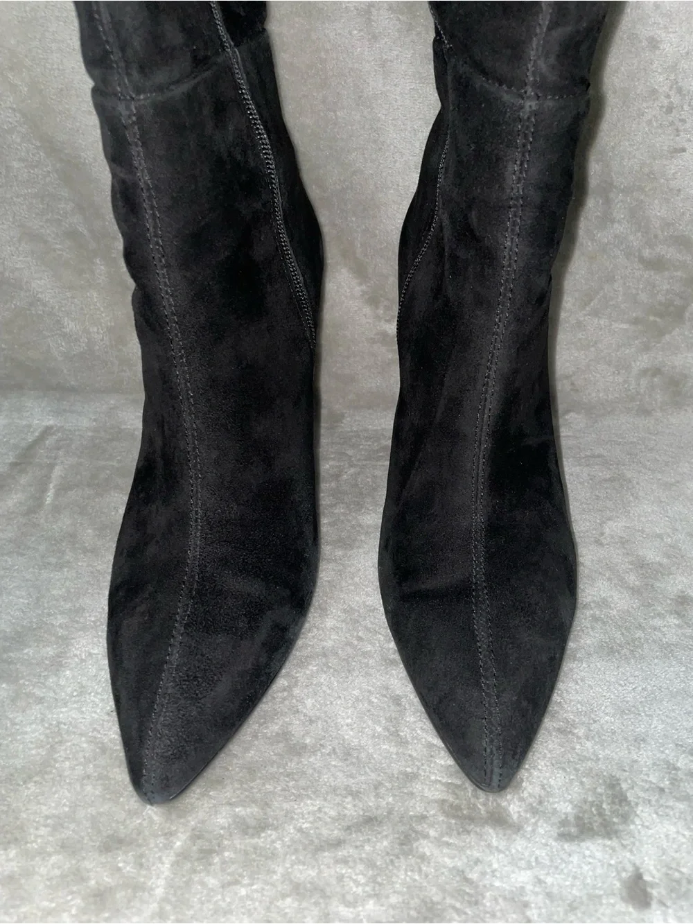 Tahari Ali Black Suede Over-the-Knee Boots Pointed Toe Stiletto Heel Size 8.5